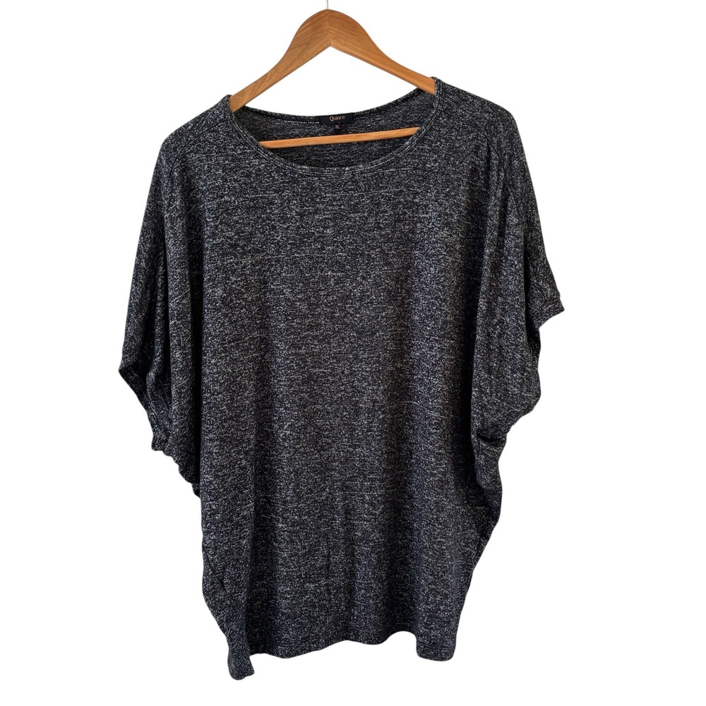 Quince Brushed Short Sleeve Lounge Tee Womens XL Charcoal Minimalist Dolman